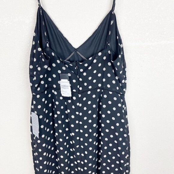 Lulus Black Polka Dot Midi Ruffle Tank Dress Sweetheart Neckline Large - Picture 5 of 9